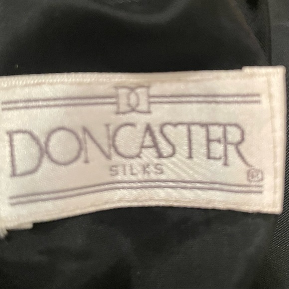 Doncaster Vintage 100% 💯 Woven Silk Jacket Career Blazer Black Gold Lined 8 - Picture 7 of 12